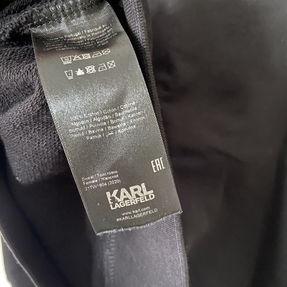 Karl Lagerfeld Paris Black Circle Logo Sweatshirt Jumper UK Size Medium Cotton - Picture 11 of 12